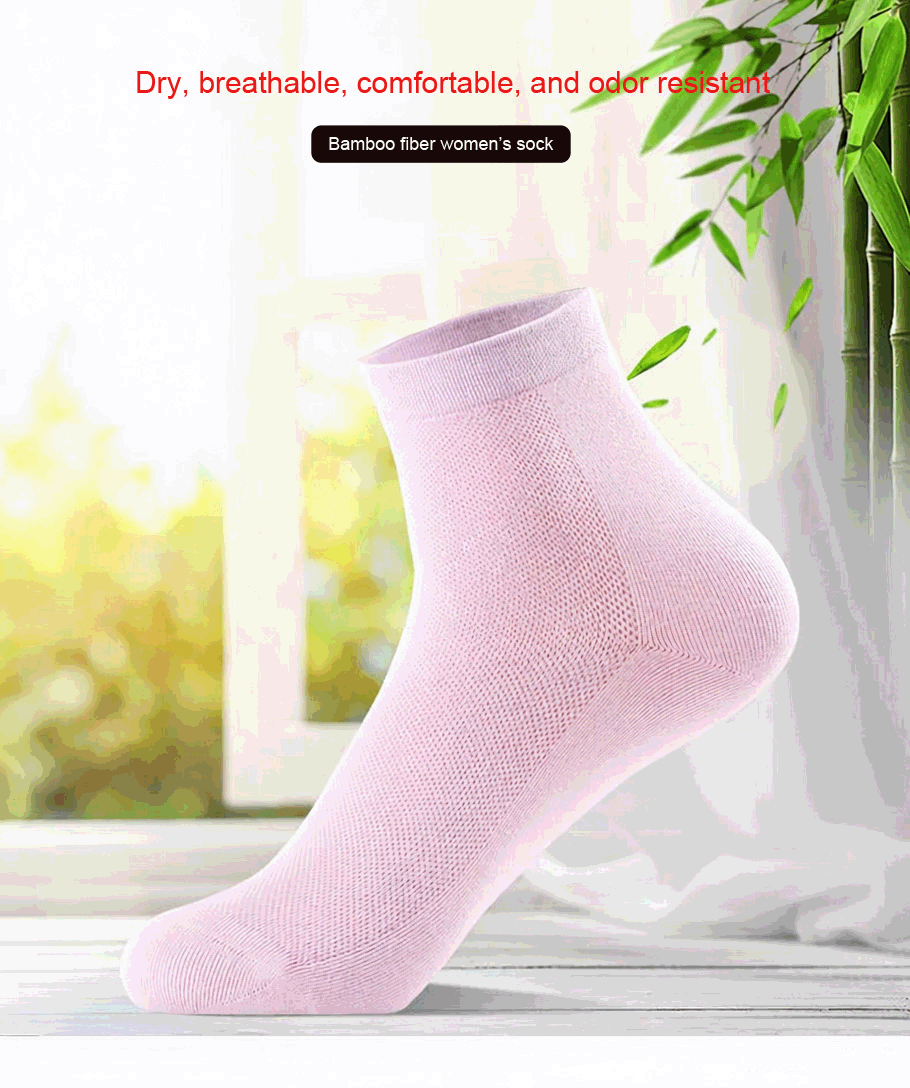 Lh26020188-2 Bamboo fiber + cotton medium-calf mesh thin solid-color women's socks for summer