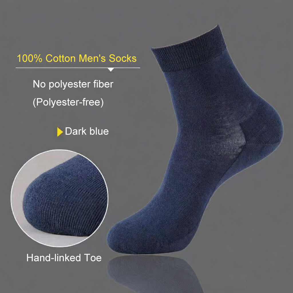 Lh2603C6425 100% cotton thin mid-calf business men's socks for summer